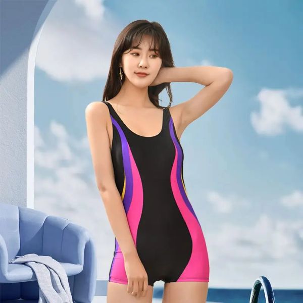 Costumes de maillot de bain en une pièce pour femmes, vêtements d'été de plage, maillot de bain en gros bon marché, natation intérieure sportive, slim ajustement, 2024