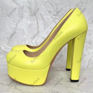 Sukeia Nieuwe aankomst Dames Pumps Glippen op Faux Leather Round Toe Fabulous Pink Party Shoes Ladies US PLUS MAAT 5-20