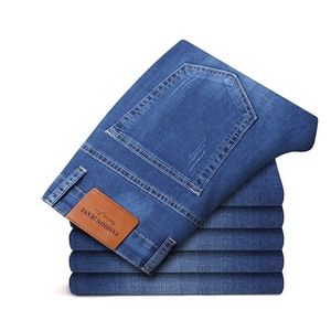 SULEE marque hommes jean célèbre marque mince droite affaires décontracté noir élasticité coton Denim pantalon panta 220311