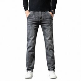sulee hommes marque stretch jeans 2023 nouveau busin décontracté slim fit denim pantalon gris fumé pantalon jeans mâle e9QK #