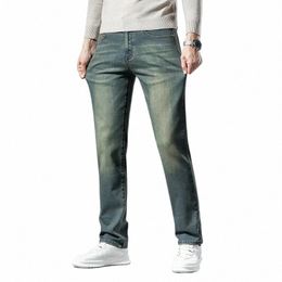 Sulee Premium Jeans Otoño de los hombres 2023 Nuevo Elástico High End Busin Casual Old Vintage Pierna recta Jeans U6XK #