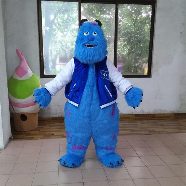 Disfraz de mascota Sully encantador monstruo azul Cospaly personaje de animal de dibujos animados adulto disfraz de fiesta de Halloween disfraz de carnaval 246L