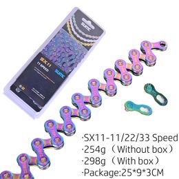 SUMC MTB Mountain Road Bicycle Chain SX11 pour M7000 M8000 11 22 33 Speed Colorful Golden Silver Color MissingLink