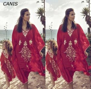 Sumemr Moeder Dochter Boho Kaftan Jurk Women Beach Cover Up Caftan Maxi Jurk Sarongs8962268