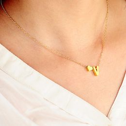 Collier ras du cou en forme de petit cœur pour femmes, pendentif avec initiales en or, bijoux à la mode, cadeau