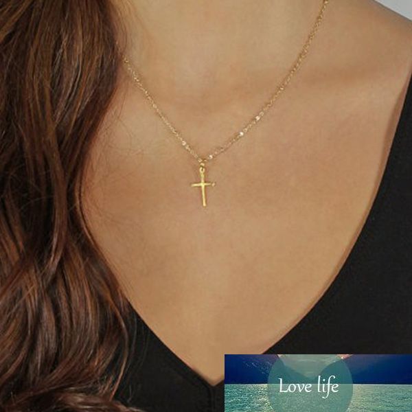 SUMENG nouvelle mode été chaîne en or croix collier petite croix en or bijoux religieux pour les femmes en gros