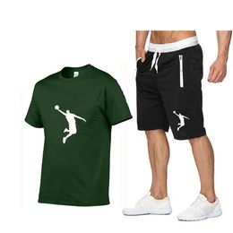 Summe Mannen Merk Sportkleding Shorts Set Korte Mouw Ademend T-shirt En Shorts Casual Wear Mannen Basketbal Trainingspak