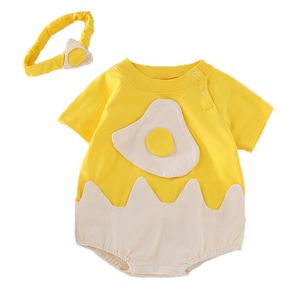 Été 0-3YRS Né Pochette pochette Patch Burper Garçons Vêtements Coton Rompers Baby Girls Jumpsuit 210417