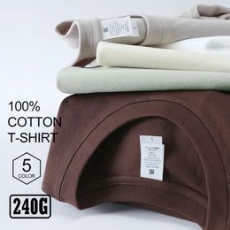 Summer 100 Coda de algodón High Qualtity Camiseta pesada para hombres de gran tamaño 240 GSM Unisex Women Camiseta de manga corta Camiseta Negra Blanca 240429