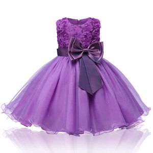 Verano 2-12 Girls Sparkle Dress Children's Elegant Rose Fluffy Flower Girl Vestido Fiesta Lindo Princesa Vestido Q0716