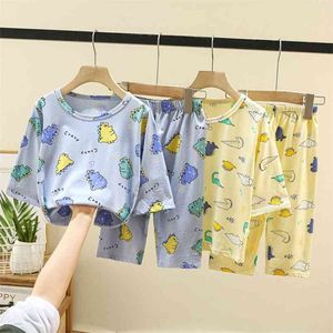 Zomer 2 3 4 6 8 10 jaar kinderen trainingspak kinderen katoenen huis dragen dier patroon lange mouw pyjama sets voor babyjongen meisje 210625