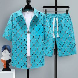 Summer 2 pièces Set Tracksuit Mens Fake Two Shirt Shorts Harajuku Streetwear Men surdimension