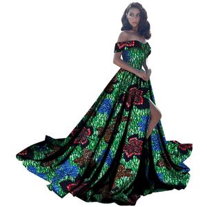 Zomer 2019 Afrikaanse jurken voor vrouwen bazin off shoulder party jurk dashiki elegante lange jurk voor vrouwelijke WY2734