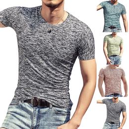 Été 2019 hommes t-shirts sport d'été haut de jogging t-shirts vêtements pour hommes à manches courtes décontracté col rond coton Fitness t-shirt vêtements de sport