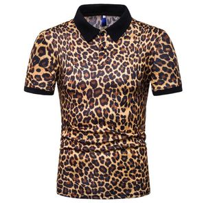 Été 2019 Men039 Fashion 3Color Tshirt imprimé au guépard avec collier à manches courtes Col à revers décontracté T-shirts Polo Man Shirts8420117