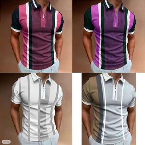 Été 2024 Chemise masculine avec Polo Collar Stripe Contrast Imprimée nouveau produit Cust à vue, marchandises stables