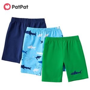 Zomer 3-delige peuter Solid Shark Allover Print Shorts voor 3-6Y Jongen Katoenen Broek Kleding 210528