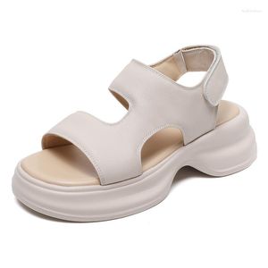 Summer 3093 Sandalias Zapatos para mujeres Tendencias de alta calidad de alta calidad Simple Genuine Leather 2024 Open Toe Platform Cómoda