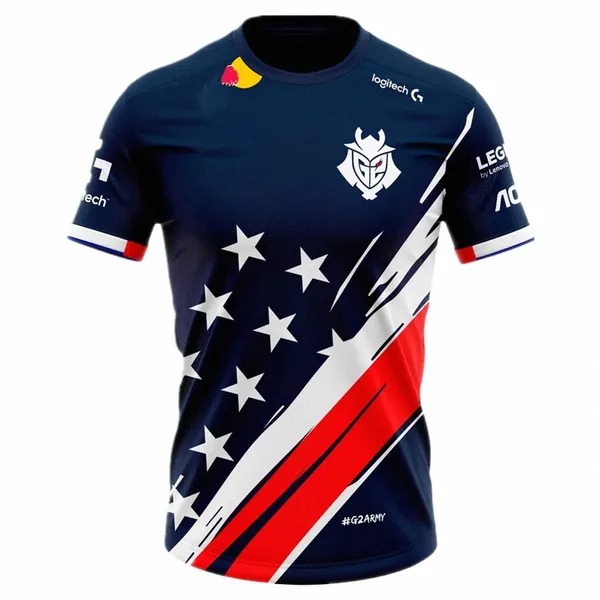 Summer 3D Imprimé G2 Game National Team Uniforme Hommes T-shirt à séchage rapide E-Sports Fans à manches courtes Tops Fi T-shirts surdimensionnés t5zU #