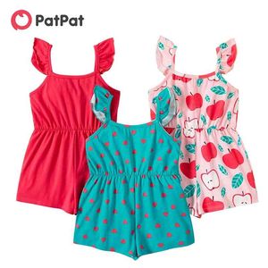 Zomer 3 stks peuter meisje tank effen polka dots fruit jumpsuits voor 3-6Y kinderen katoen mouwloze kleding 210528