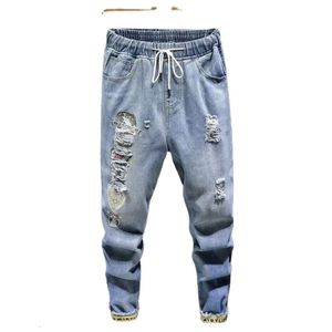 Zomer 9-punts gescheurde jeans voor jongens, losse bedelaarslegging, Koreaanse versie van trendy merkwerkkleding, Harlan broek met kleine pijpen