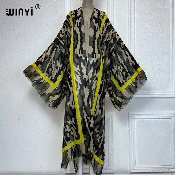 Summer Africa Fashion Kimono Beach Dress Bikini Cover Up Cardigan Camouflage Impression Abaya Dubai Luxury Muslim Kaftan