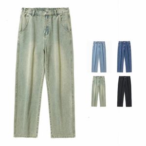 Zomer Amerikaanse stijl Vintage Do Old Baggy Jeans Men Women Streetwear Straight Wide Been Elastic Taille Casual Brand Denim Pants 240124