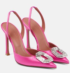 Été Amina Muaddi Camelia Sandales Chaussures Femmes Escarpins À Bout Pointu Cristal Boucles Été Talons Hauts Lady Party Mariage Talons Hauts EU35-42