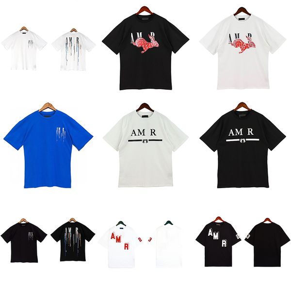 Verano Amirris Camisetas para hombre Camiseta Moda Patrón de impresión de inyección de tinta Hombre Camiseta Algodón Camisetas casuales Manga corta Amirirs Streetwear Ropa de lujo Camisetas Tamaño S-XL