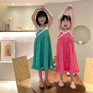 Summer Arrival Girls Fashion Dot Robe Enfants Sans manches Coton ES 210528