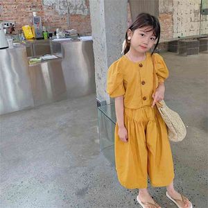 Arrivée d'été filles mode enfants haut + pantalon Design coréen ensembles vêtements 210528