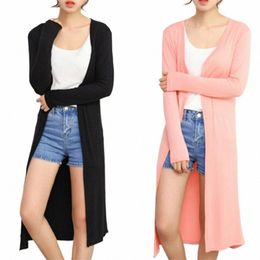 Été Automne 12 Couleurs Femmes Modal Lg Cardigan Femme Cott Pull Cardigans Lg Manches Femmes Manteau Occasionnel Dames Vêtements d'extérieur g7UM #