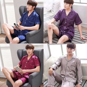 Zomer herfst heren vlek pama pama pamas zijden sexy zachte gezellige satijn nachthemd mannen slaapkleding set loungewear 201023 s