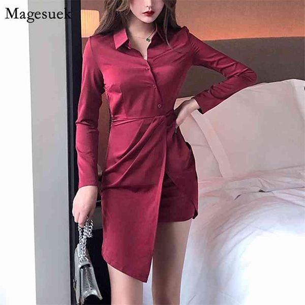 Été automne rouge robe femmes moulante Sexy Club noir irrégulier plissé Mini es pour la fête Vestidos 11902 210512