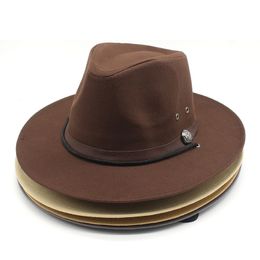 Zomer herfst winter dames vilt hoed fedoras grote rand hoeden voor mannen Britse stijl vintage kerkdame platte riem zon hoeden jazz cap