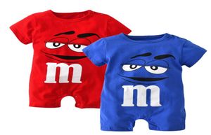 Summer Baby Boy Ropa recién nacida azul y rojo Ropa de manga corta Impresión de dibujos animados para infantiles