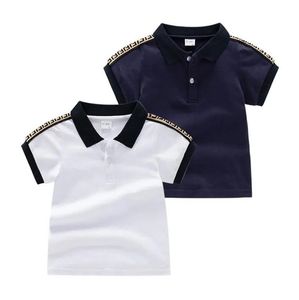 Zomer Baby Jongens Merk T-shirts Letters Gedrukt Kids Korte Mouw T-shirt Katoen Kinderen Turn-Down Kraag Shirt Kind Tops Tees