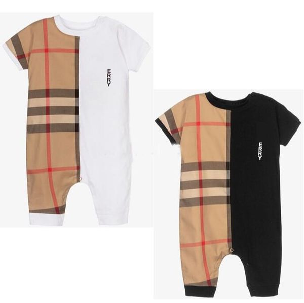 Été bébé garçons filles barboteuses à carreaux coton nouveau-né à manches courtes combinaisons enfant en bas âge Onesies vêtements pour bébés 0-24 mois