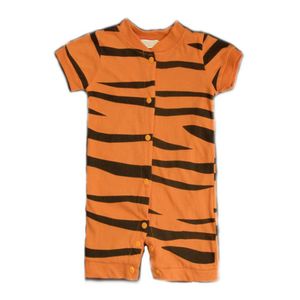 Barboteuse d'été en coton pour bébés garçons, vêtements tigre, vêtements pour nouveau-nés, barboteuse à manches courtes, ensemble de vêtements pour petites filles