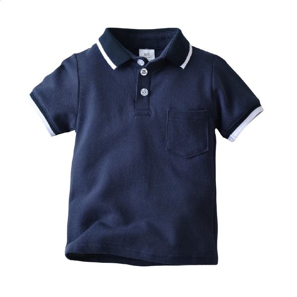 Polo d'été à col rabattu pour bébés garçons, chemises en coton, t-shirt de Sport pour enfants, couleur blanche, 240131