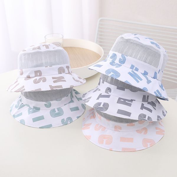 Été bébé seau chapeau pour enfants garçons filles visière enfants extérieur chapeau de soleil lettre motif pêcheur chapeau 1-3 ans