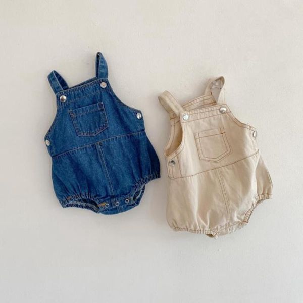 Vêtements de bébé d'été Denim Strap Girls Romper Sans manches Cowboy Enfants Jumps Cotton Boy Bodys Bodys Boutique Baby Clothing 2 Couleur