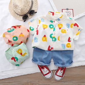 Zomer Babykleertjes Pak Kinderen Jongens Mode Print Shirt Shorts 2 stks/sets Peuter Casual Kleding Baby Kids Trainingspakken pak sets