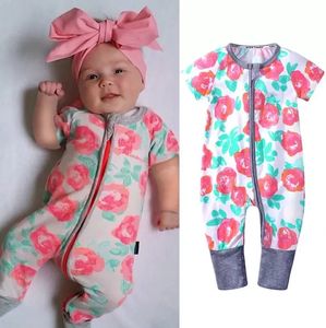 Été bébé vêtements barboteuse fille nouveau-né vêtements fleur à manches courtes combinaisons infantile bébé barboteuses pour fille 0-24 mois