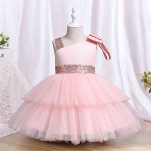 Été bébé robe fille perles 1er anniversaire robe pour bébé fille robe élégante princesse robes infantile fête robe de baptême AA220303