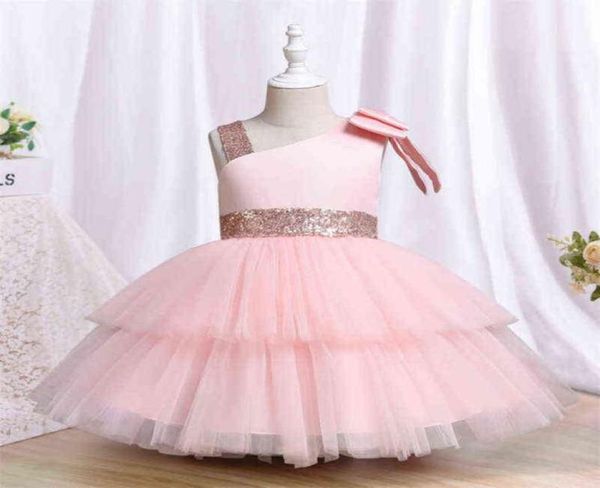 Été bébé robe fille perles 1er anniversaire robe pour bébé fille robe élégante princesse robes infantile fête robe de baptême AA2206322769