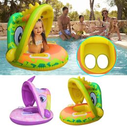 Zomer Baby Float Circle Zwemmen opblaasbaar baby drijvende kinderen zwembadaccessoires Sunshade Circle Bathing Toys 240407