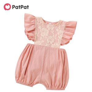 Zomer Baby Flutter-Sleeve Lace Romper 210528