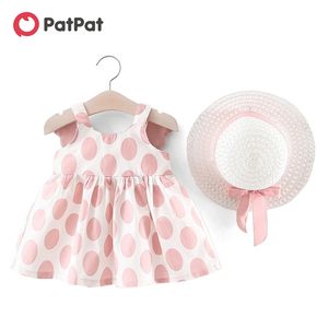 Été bébé fille 3D ailes pointillé robe sans manches avec chapeau enfant en bas âge robes vêtements 210528