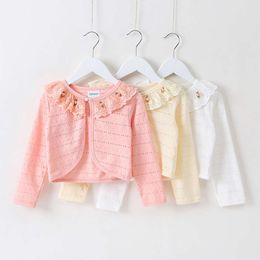 Zomer Baby Girl Cardigan Jacket Kids Spring Herfst Long Sleeve Hollow Out Sweater voor meisjes Cape Coat L2405